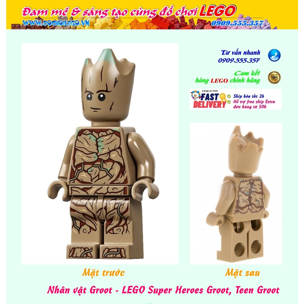 ฟิกเกอร์ Groot, Iego Super Heroes Avengers Endgame Teen Groot - Dark Tan sh743