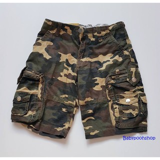 Burbery : กางเกง cargo ลายพราง สีพื้นน้ำตาล