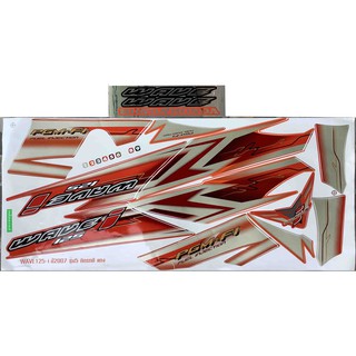 สติ๊กเกอร์ข้างรถ HONDA WAVE125-i ปี2007 รุ่น5 สีแดง/น้ำเงิน/มุก