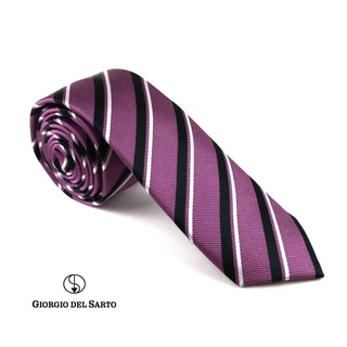 Giorgio Del Sarto Silk Necktie Purple Fabric Texture เนคไทผ้าไหมสีม่วงมีเท็กเจอร์