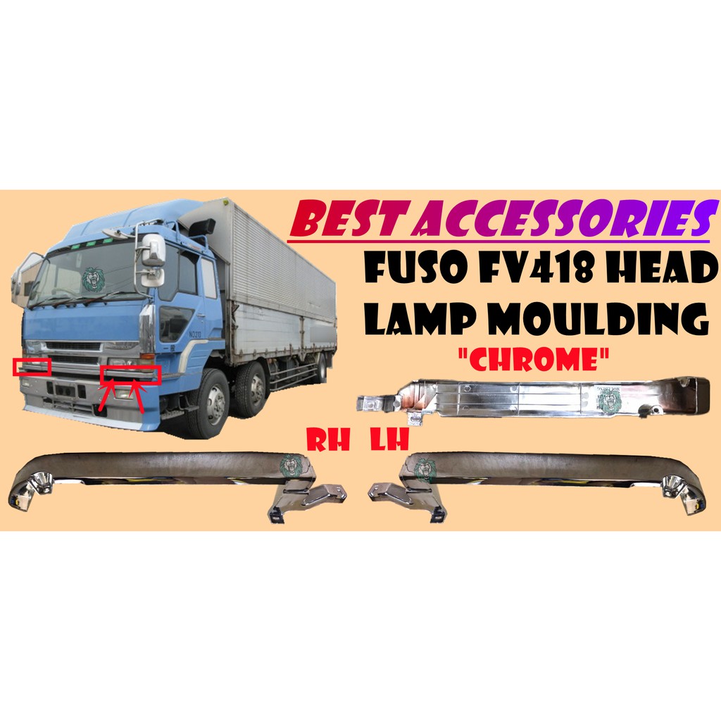 FUSO FV418 HEAD LAMP MOULDING "CHROME" 63CM X 7CM คุณภาพสูง