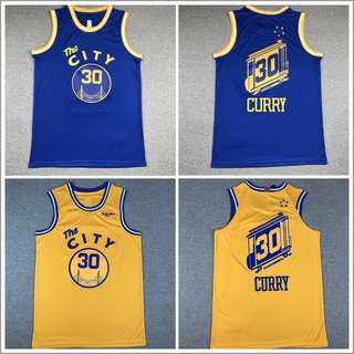 เสื้อกีฬาบาสเก็ตบอล ปักลาย City Edition Golden State Warriors No.30 Stephen Curry Jersey 2020