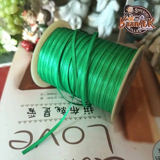 4MM 5y ริบบิ้น ผ้าซาติน แบบเรียบ ขนาดเล็ก กว้าง 4 มิล x ความยาว 450 เซนติเมตร สีเขียว