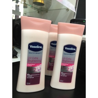 สินค้า 🌟Vaseline Healthy White UV Lightening Lotion Pink 120ml. วาสลีน เฮลธี ไวท์ ยูวี ไลท์เทนนิ่ง โลชั่น 120มล.