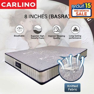 ส่งฟรี !! CARLINO: #ที่นอน ที่นอนสุญญากาศ ที่นอนสปริงหนา 8 นิ้ว BASRA 8 inch Bonnell Spring Mattress