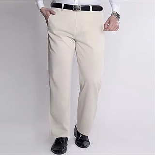 กางเกงสแล็คชาย ทรงกระบอกเนื้อผ้าคอตตอนยืด (สีครีม) ไซส์28-52…