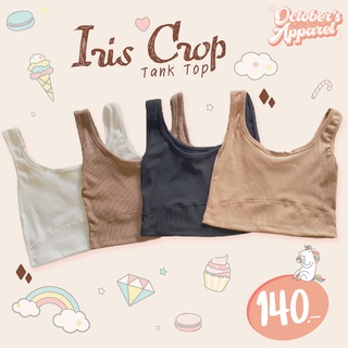 Iris Crop เสื้อครอป ผ้าร่องเล็ก ผ้ายืดมาก แขนกุด เอวลอย