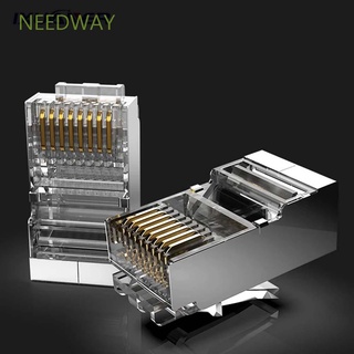 Needway 50 / 100 ชิ้น Cat6 Rj45 Cat6 Cat6E อีเธอร์เน็ตสายเคเบิ้ลอีเธอร์เน็ตชุบทองโมดูลหัวเชื่อมต่อ