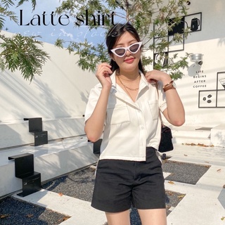 workwearstore94 ✨ Latte shirt (370.-) 🍒🤍 เสื้อเชิ้ต เนื้อผ้าดี ดีเทลเดินด้าย กระเป๋าใช้งานได้จริง หน้าสั้นหลังยาว