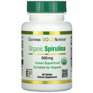 Organic Spirulina 500 mg / 50 และ 240 tablets [California GOLD nutrition]