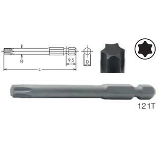 KOKEN 121T ดอกไขควงลมหัวท๊อกซ์ T20x150mm. 6P แกน 1/4"