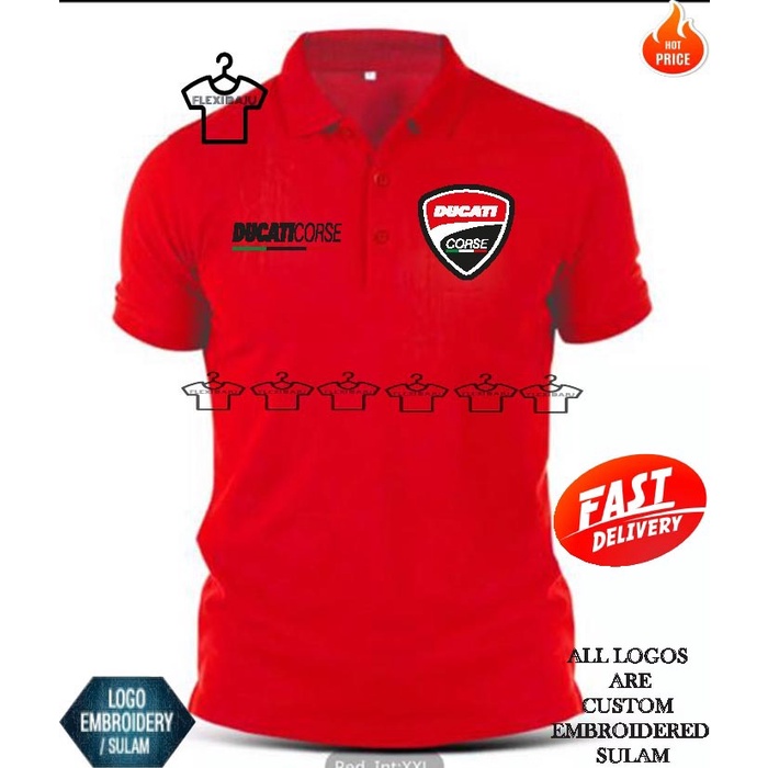 HEBAT HD PRINTING DUKATI CORSE DESIGN 200GSM PREMIUM COTTON POLO SHIRT [CODE04]