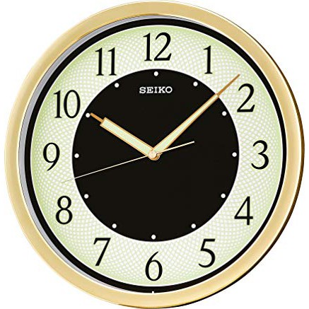 นาฬิกาแขวนผนัง นาฬิกาปลุก นาฬิกาแขวน ไซโก้ (Seiko) เรืองแสง พรายน้ำ ขอบทอง ขนาด 12นิ้ว รุ่น QXA472G