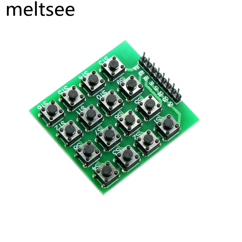 8Pin 4x4 4x4 Matrix 16 ปุ่มแป้นพิมพ์แผ่นบอร์ดโมดูล MCU สําหรับ arduino Diy
