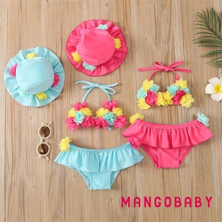 (จัดส่งในกรุงเทพฯ)- ชุดว่ายน้ํา สามชิ้น ลายดอกไม้ สายคล้องคอ…