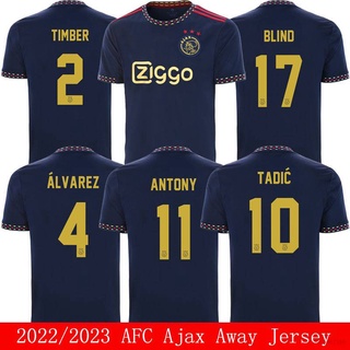 เสื้อกีฬาแขนสั้น ลายทีมชาติฟุตบอล AFC Ajax Away 2022-2023 ชุดเหย้า สําหรับผู้ชาย