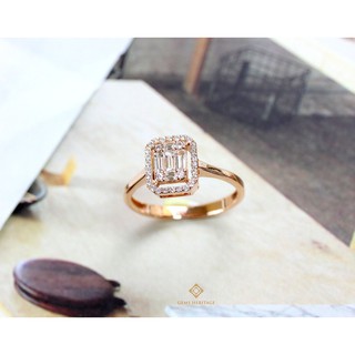 Gems Heritage   แหวนเพชรประกบทรงEmerald cut ก้านแหวนเพชร Baguette เพชรแท้น้ำ98 VVS2-VS1 เรือน 18K ทองคำขาว