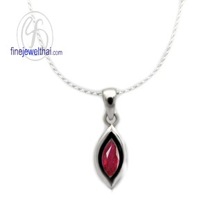 Finejewelthai จี้-ทับทิม-เงินแท้-จี้พลอย-หัวใจ-พลอยประจำเดือนเกิด/ Ruby-Pendant-Silver925 - P1001rb