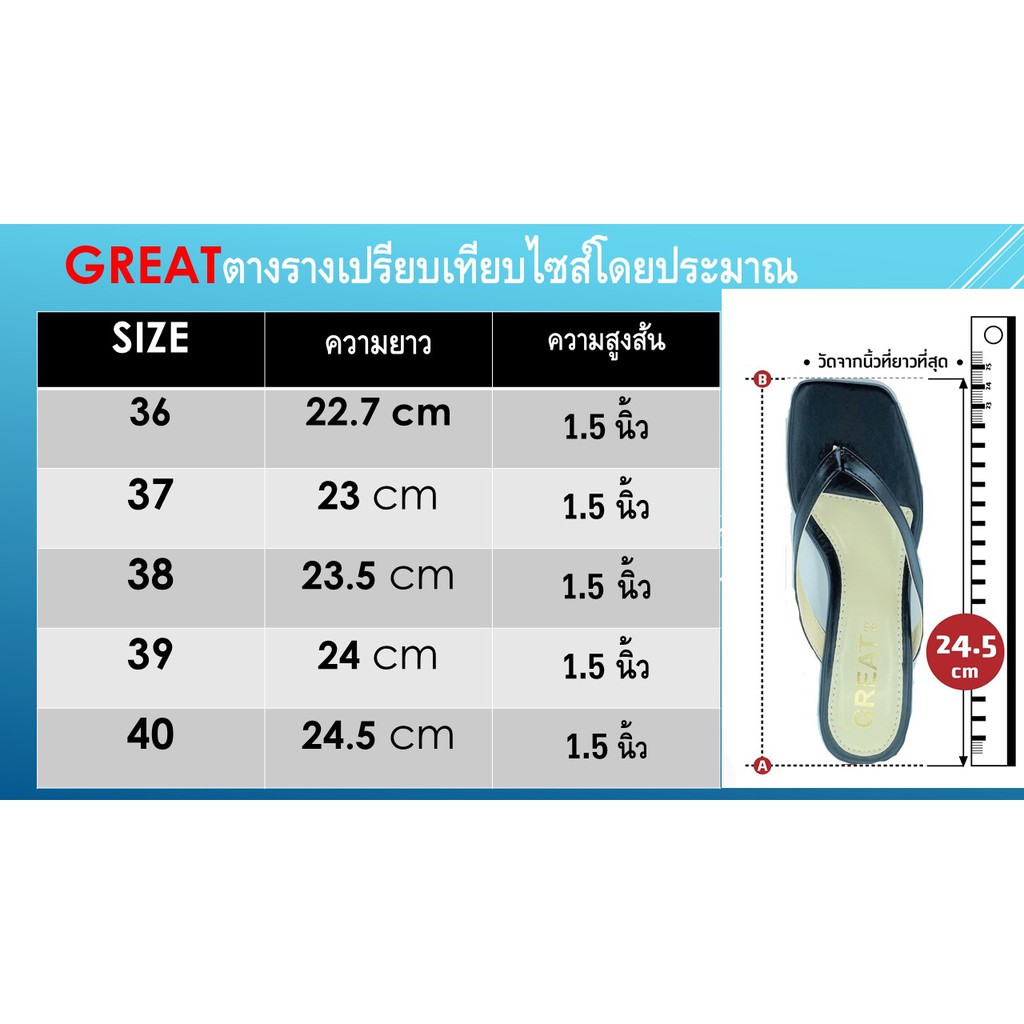 GREAT-T08 รองเท้าผู้หญิงส้นสูง รองเท้าผู้หญิงส้นสูง1.5นิ้ว มีให้เลือก5สี สินค้าไทย ไซส์ครบ 36-45