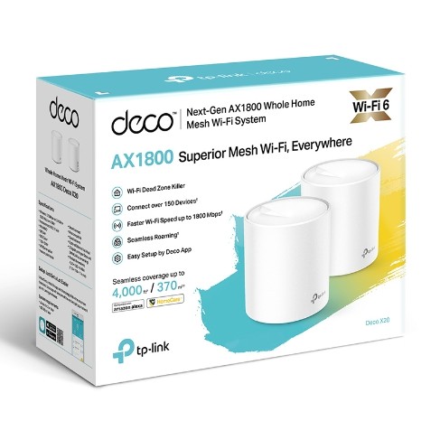TP-LINK (Deco X20) PACK 2 AX1800 Whole Home Mesh Wi-Fi 6 System
