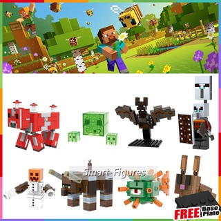 Minecraft Minifigures Mooshroom Slime Bat Pillager Snow Golem Ravager Guardian ของเล่นของขวัญ Mini Figures X0298