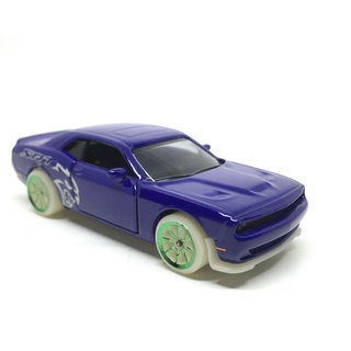 Majorette Dodge Challenger SRT Hellcat - GITD - Purple Color /Wheels 8SGW /scale 1/66 (3 inches) no Package