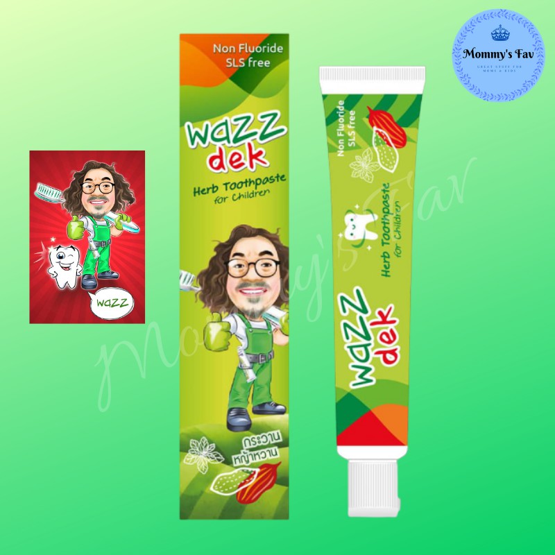 Wazz dek ยาสีฟันเด็ก ป๋า สันติ มานะดี ปราศจากฟลูออไรด์ และ Toothpaste for kids Non Fluoride SLS Free