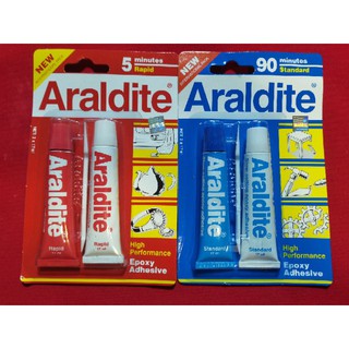 กาว Araldite สีแดง-ขาวแห้งเร็ว สีฟ้า-ขาวแห้งช้า