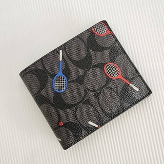 COACH ID BILLFOLD WALLET IN SIGNATURE CANVAS WITH RACQUET PRINT