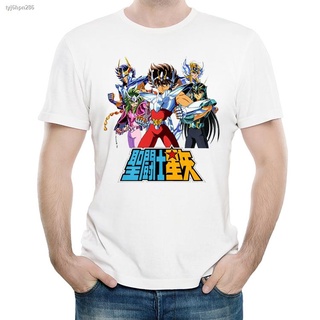 เตรียมจัดส่ง✇Saint Seiya เสื้อยืด Glacier Yihui Yamu เสื้อยืดแขนสั้นสีขาวโพสต์ 80s คลาสสิกอะนิเมะเสื้อผ้าผู้ชายและผู้หญิ