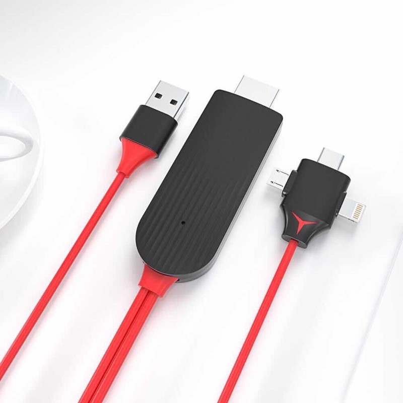 (L7-8) (มีสินค้าพร้อมส่งค่ะ) 3IN1 USB to HDMI Cable สำหรับ Lightning,Micro USB และ Type-c