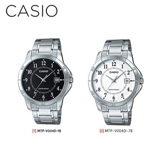 Casio นาฬิกาข้อมือผู้ชาย สายสเเตนเลส สีเงิน รุ่น MTP-V004D,MTP-V004D-1B,MTP-V004D-7B