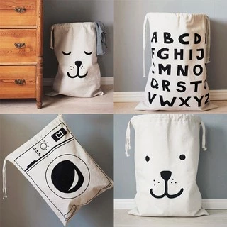 ถุงผ้าอเนกประสงค์ เนื้อผ้า canvas มีเชือกรูด 2 ด้าน