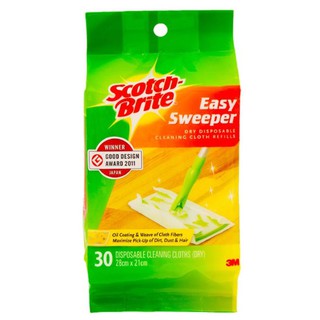 3M SCOTCH-BRITE ผ้าเช็ดเก็บฝุ่น แบบไฟฟ้าสถิตย์ 3M easy sweeper dry 1 ห่อ มี30 ชิ้น