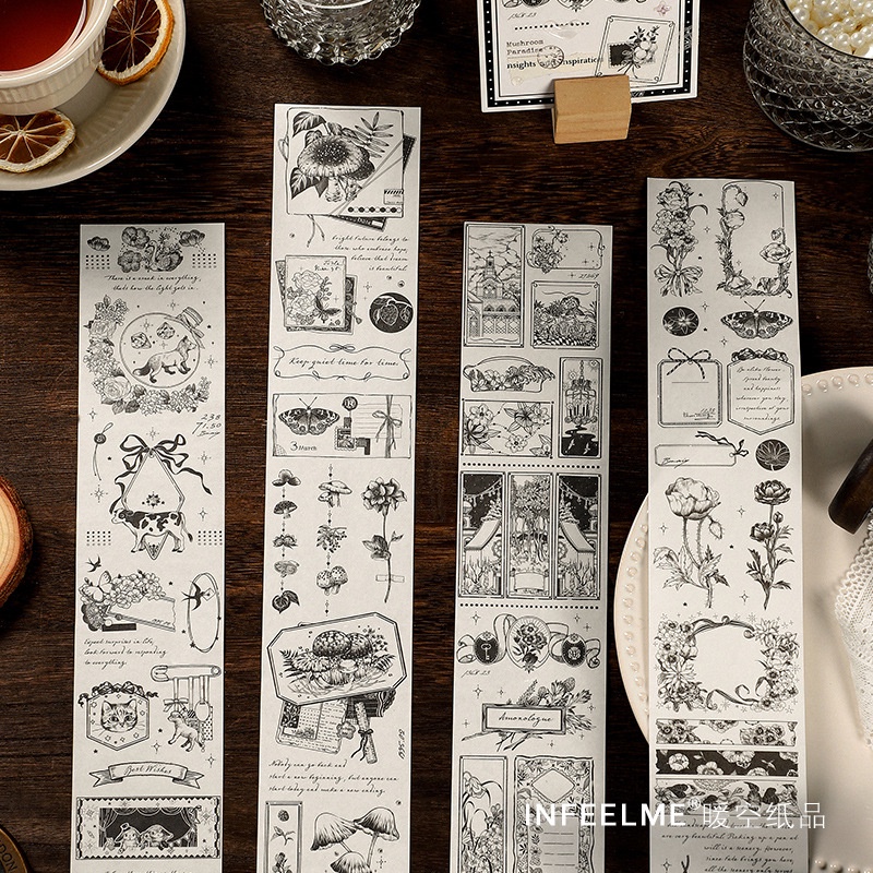 ENWEI 60*350mm Vintage Washi Masking Tape Retro Washi Paper Sticker for Journal Scrapbooking Design 