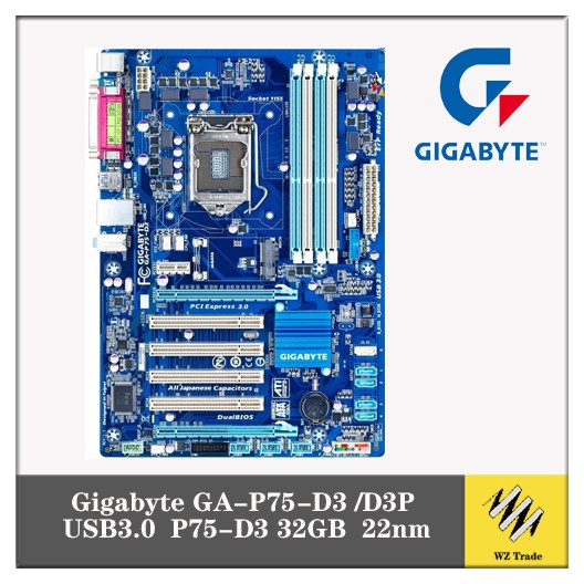 WWWFZS マザーボード Gigabyte GA-P75-D3 マザーボード デスクトップコンピュータ用 P75-D3 B75 Lga 1155 Ddr3 ATXソケット