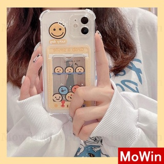 Mowin - เข้ากันได้สำหรับ เคสไอโฟน iPhone 13 Pro Max เคสบัตร เคสซิลิโคน เคสใส ที่เก็บรูปภาพ DIY Custom Photo เคส ที่ใส่บัตรกันกระแทก กล้องป้องกัน ยิ้ม สไตล์น่ารัก สำหรับ iPhone 13 Pro Max 12 Pro Max 11 Pro Max 7 Plus 8 Plus XR XS Max