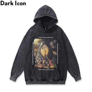 เสื้อกันหนาว มีฮู้ด ผ้าฝ้าย พิมพ์ลาย Dark Icon สําหรับผู้ชาย