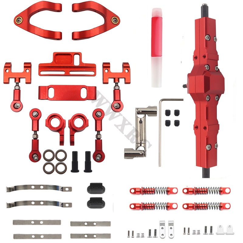 1/10 WPL D12 D42 โลหะด้านหลังเพลาด้านหน้าด้านหลังโช๊คอัพ Leaf Springs พวงมาลัยถ้วย Up Down Swing Arm Slider ชุดอะไหล่อัพเกรด