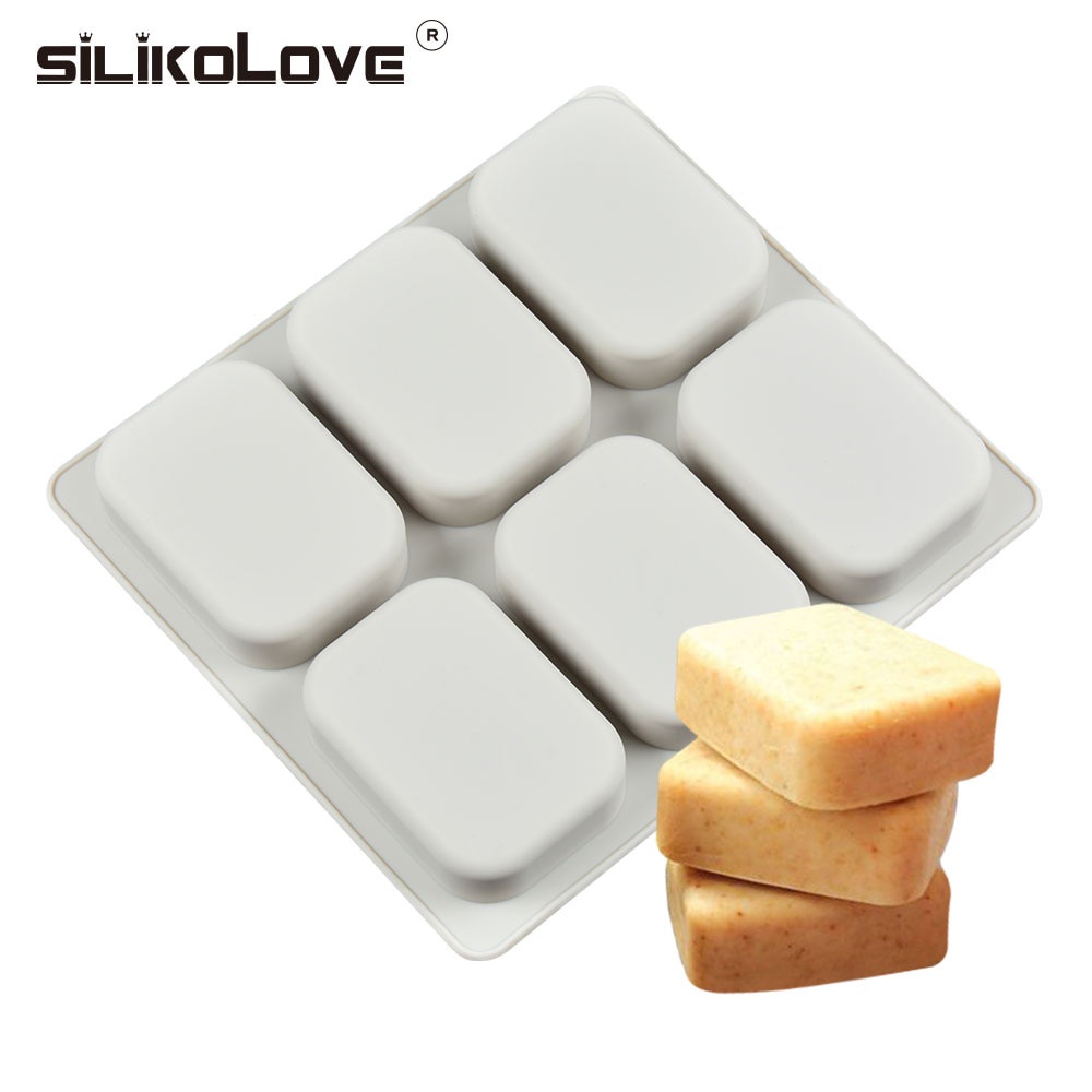SILIKOLOVE 6 หลุมขนาดใหญ่รูปร่างซิลิโคนสบู่แม่พิมพ์ DIY เครื่องมือห้องครัว Handmade สบู่ทําหัตถกรรมรูปแบบ Moulds