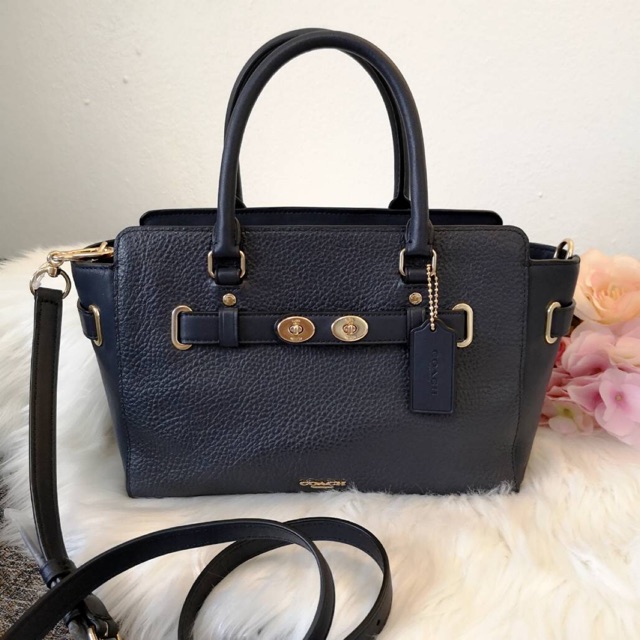 COACH F55665 BLAKE CARRYALL 25 IN BUBBLE LEATHER  COLOR : IMITATION GOLD/MIDNIGHT