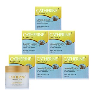 CATHERINE LANOLIN CREAM ครีมลาโนลินผสมน้ำมันเมล็ดองุ่นและวิตามินอี 100 ml. 6 กระปุกสุดคุ้ม