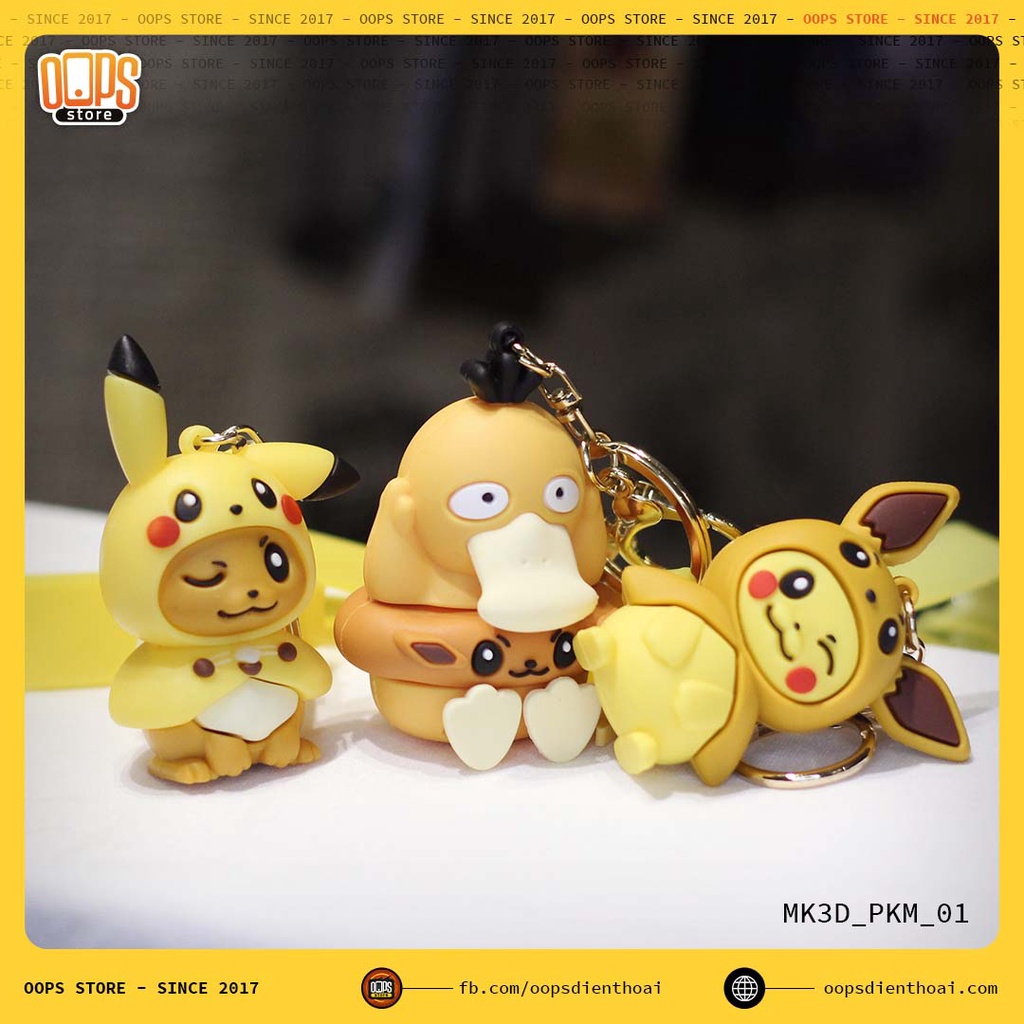 พวงกุญแจ PVC Pokemon Pikachu Eve Psyduck คอสเพลย์ 3D น่ารัก Chibi น่ารัก