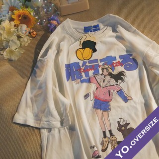 Yo.oversize 🌟20084 เสื้อยืดโอเวอร์ไซส์ oversize ลายการ์ตูนอนิเมะ สาวน้อยน่ารัก (^._.^)ﾉ