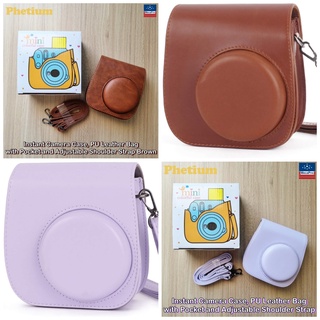 Phetium Instant Camera Case, PU Leather Bag with Pocket and Adjustable Shoulder Strap กระเป๋ากล้อง พร้อมสายสะพาย