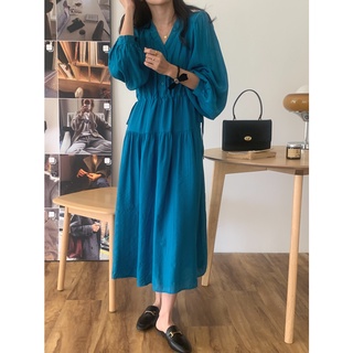 chuuchop_พร้อมส่ง(C7876)🍨🍫🛶Betty long dress ชุดเดรสยาวทรงมินิมอล มี2สี