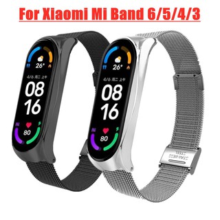 สายนาฬิกาข้อมือสแตนเลสสําหรับ Xiaomi Mi Band 6 5