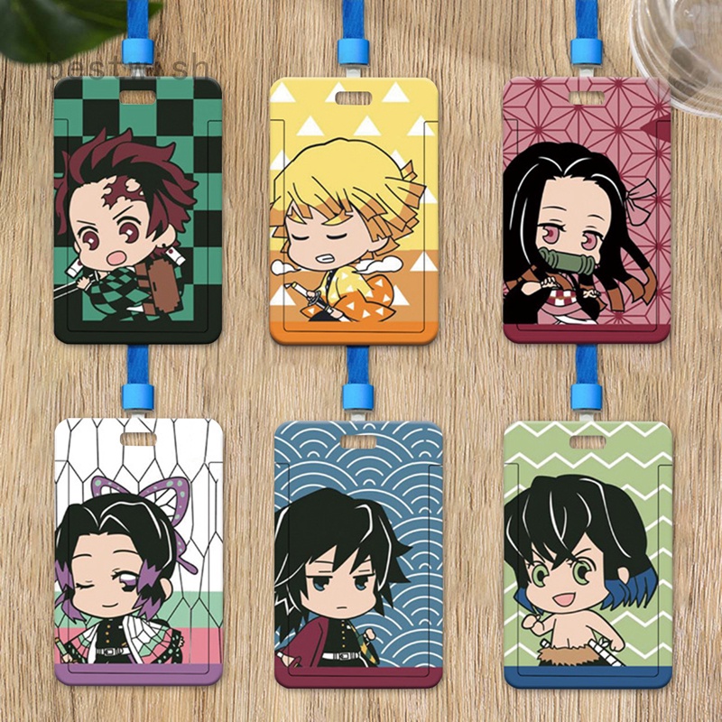 Anime Demon Slayer Card Cases Card Lanyard Key Lanyard ID Cards Holders Neck Straps Students Bus Card Case