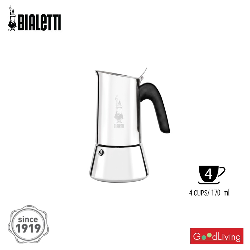 Bialetti หม้อต้มกาแฟ Moka Pot รุ่น Venus (วีนัส) ขนาด 4 ถ้วย - Silver [BL-0007254/CN]