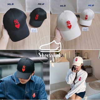 ของแท้ MLB Heart Ball Cap หมวก MLB โลโก้ NY หัวใจสีแดง ❤️🖤ป้ายแท็กเกาหลี  🇰🇷